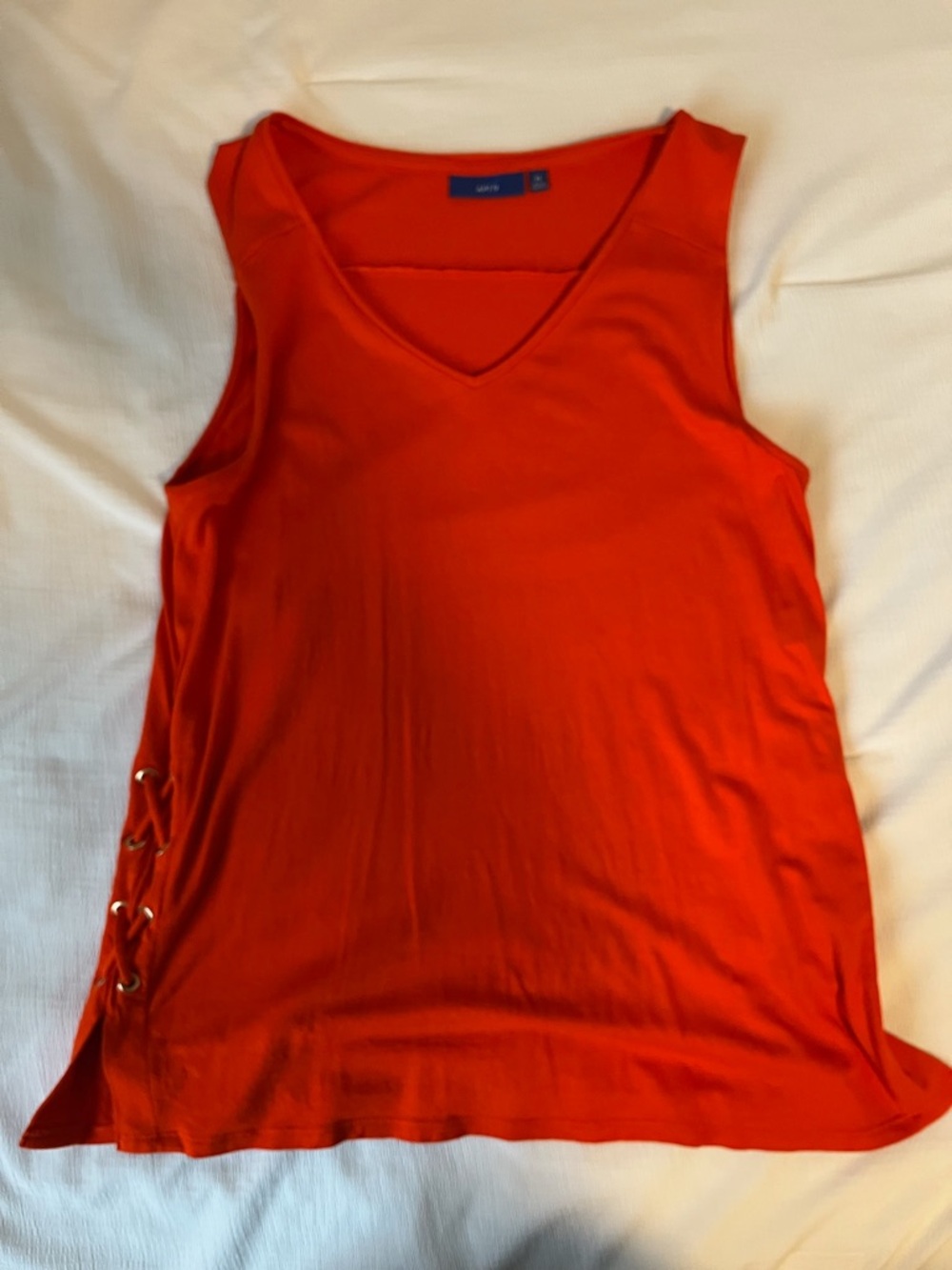 Apt. 9 Bright Red V-Neck Tank with Side Lace-Up Detail